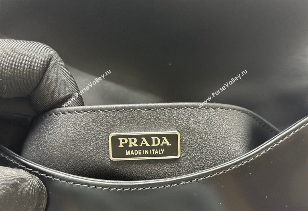 Prada Cleo Brushed Leather Shoulder Bag 1BD303 Black/Silver 2024 0416 (YZ-240416110)