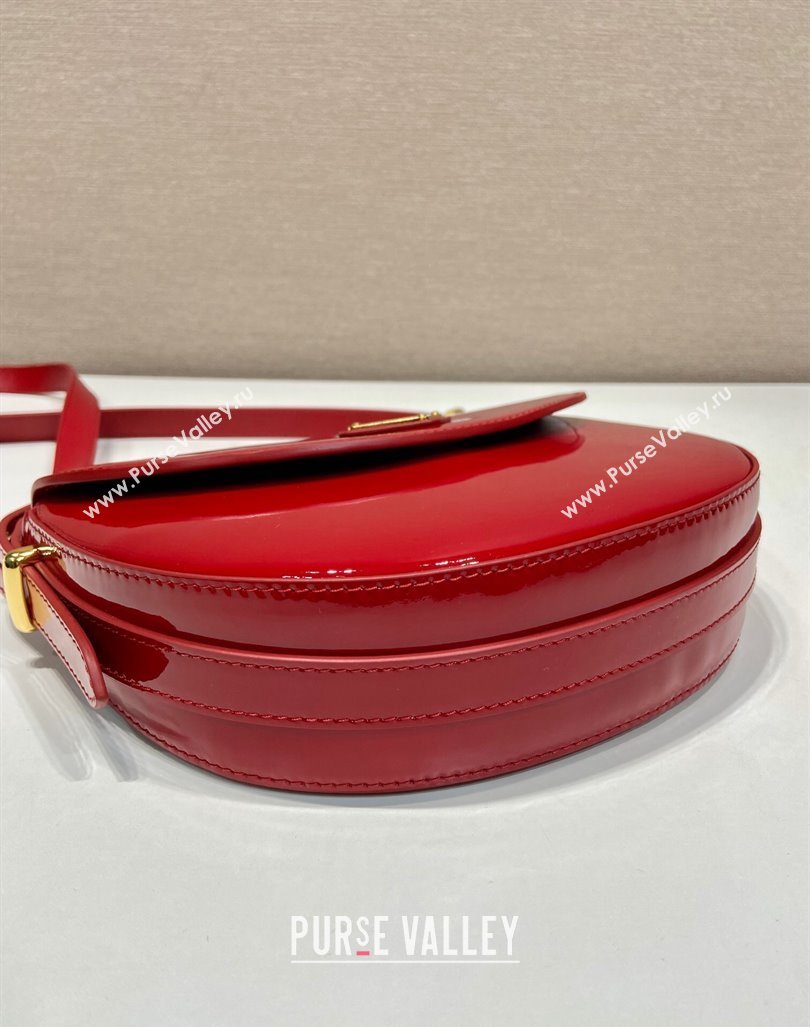 Prada Patent leather saddle Emini bag Red 2024 1BA349 (YZ-240416044)