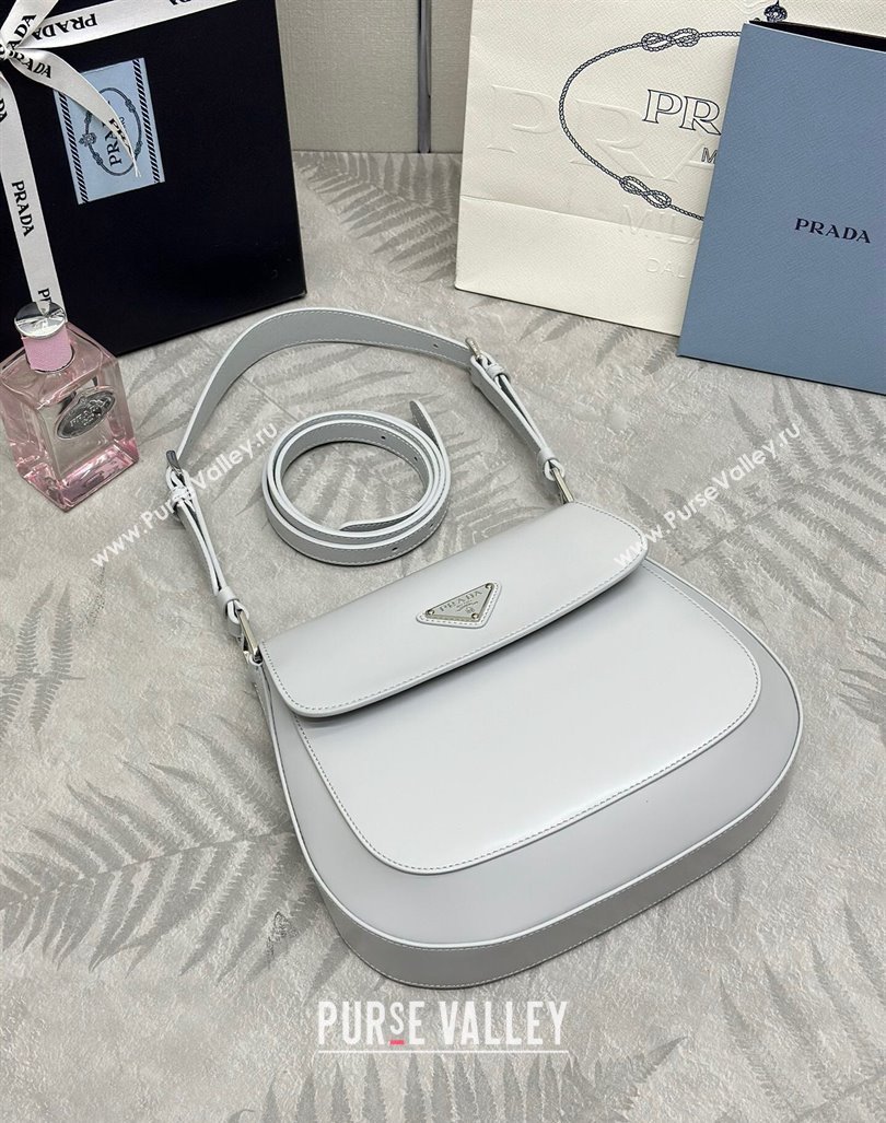Prada Cleo Brushed Leather Shoulder Bag 1BD303 Light Grey 2024 0416 (YZ-240416112)