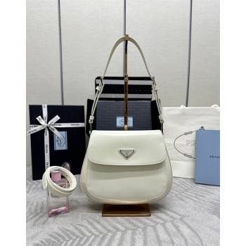 Prada Cleo Brushed Leather Shoulder Bag 1BD303 White/Silver 2024 0416 (YZ-240416115)