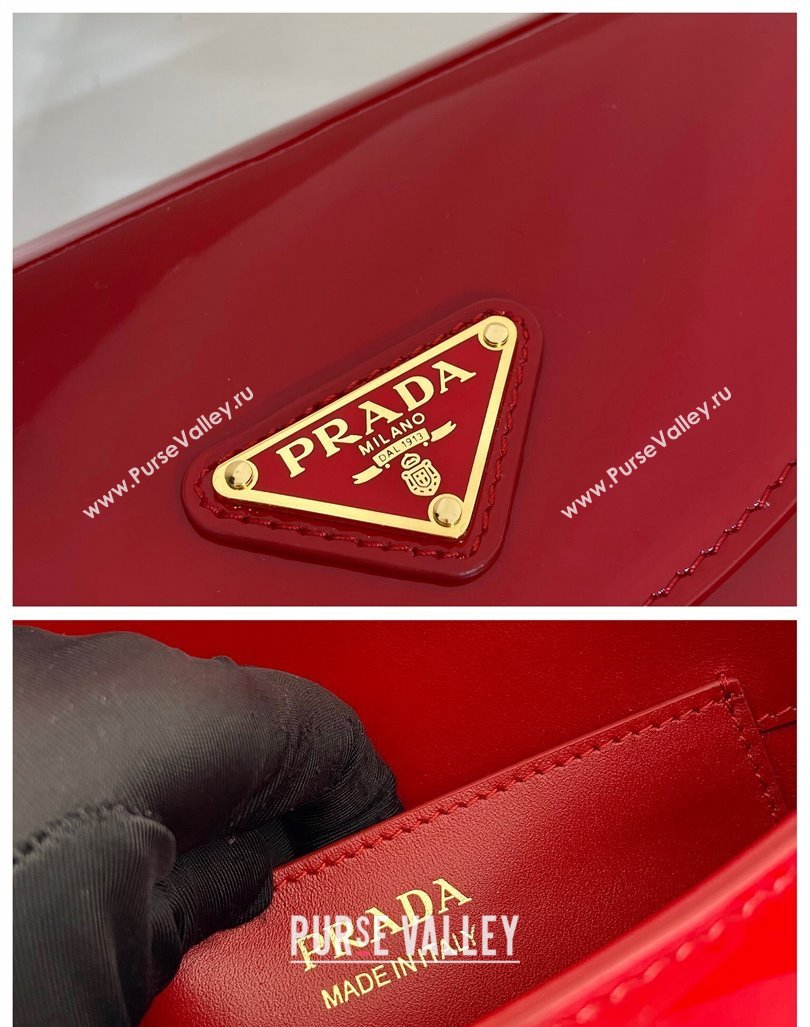 Prada Patent leather saddle Emini bag Red 2024 1BA349 (YZ-240416044)