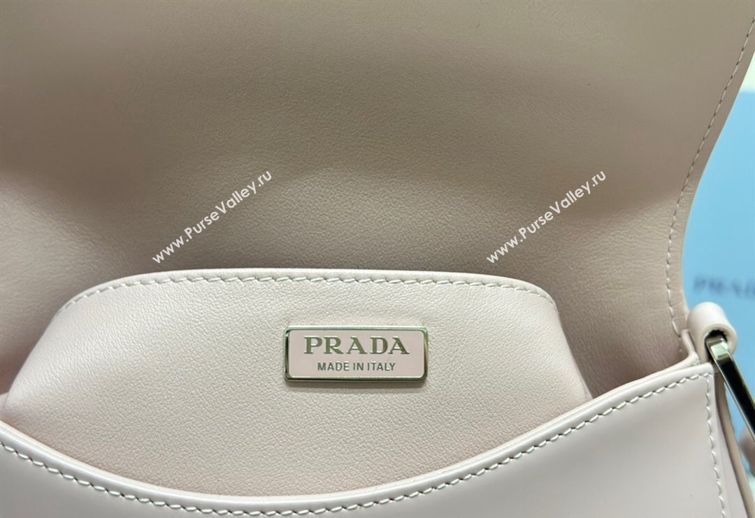 Prada Cleo Brushed Leather Shoulder Bag 1BD303 White/Silver 2024 0416 (YZ-240416115)