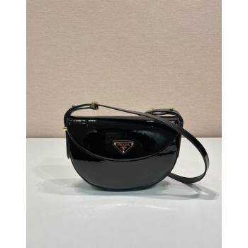 Prada Patent leather saddle Emini bag Black 2024 1BA349 (YZ-240416045)