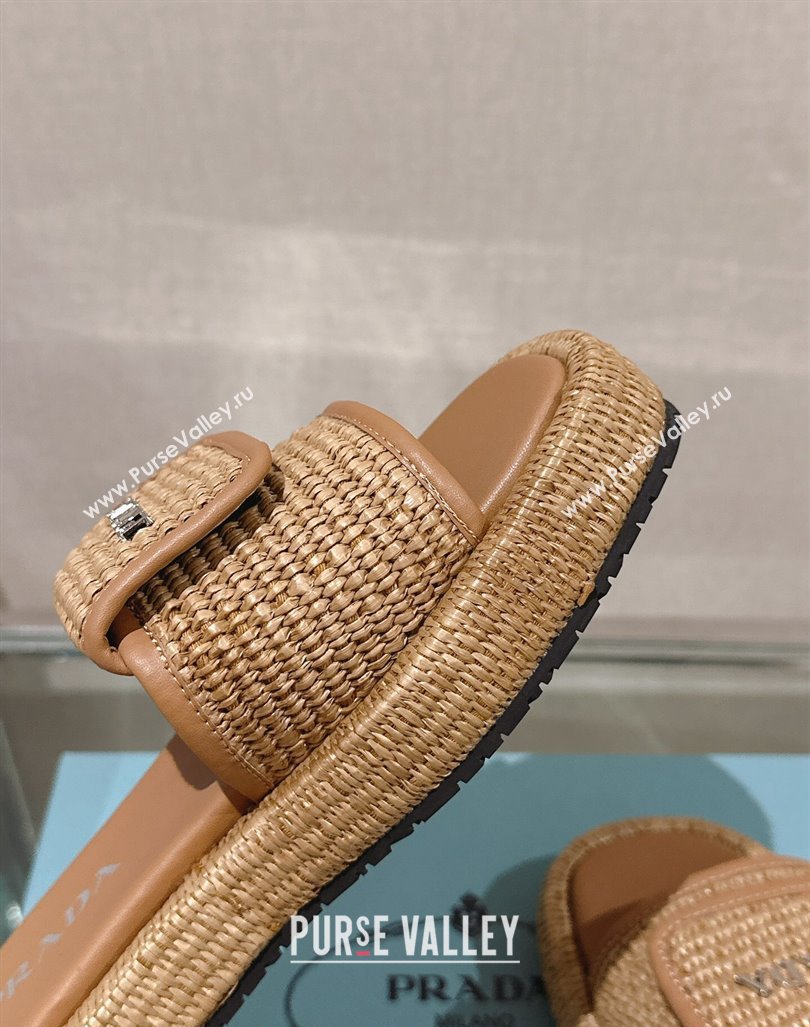 Prada Crochet Platform Slide Sandals with Foldover Brown 2024 0430 (MD-240430010)