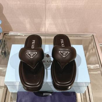 Prada Soft Lambskin Platform Thong Sandals Black 2024 0430 (MD-240430013)