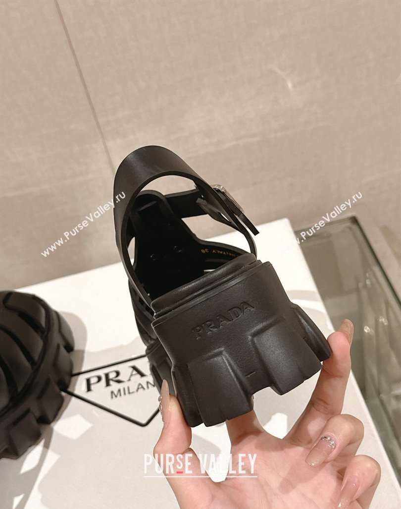 Prada Monolith Rubber Platform Sandals 5.5cm Black 2024 0430 (MD-240430021)