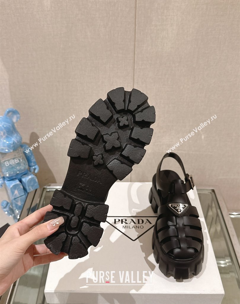 Prada Monolith Rubber Platform Sandals 5.5cm Black 2024 0430 (MD-240430021)