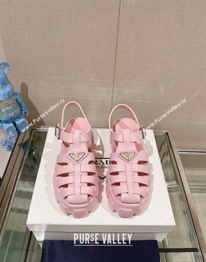 Prada Monolith Rubber Platform Sandals 5.5cm Pink 2024 0430 (MD-240430028)