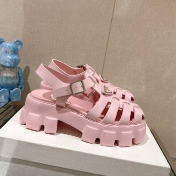 Prada Monolith Rubber Platform Sandals 5.5cm Pink 2024 0430 (MD-240430028)