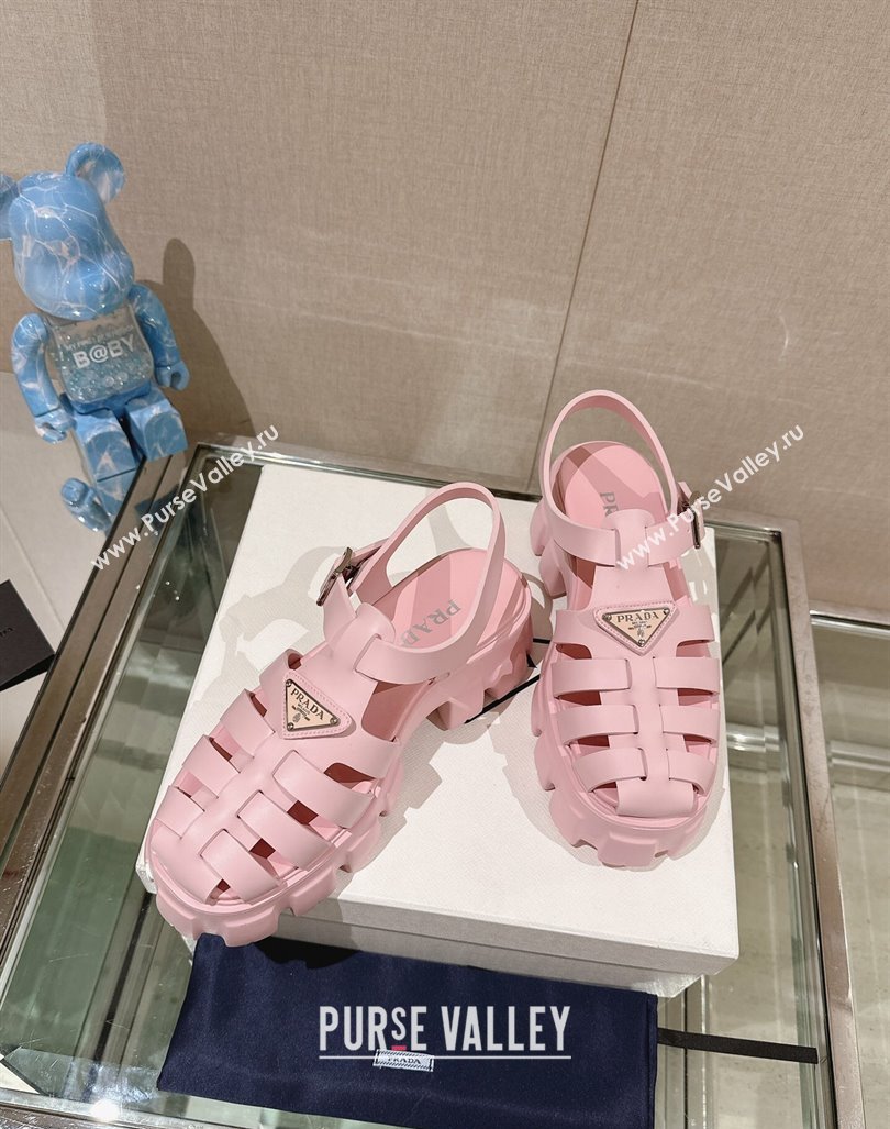 Prada Monolith Rubber Platform Sandals 5.5cm Pink 2024 0430 (MD-240430028)