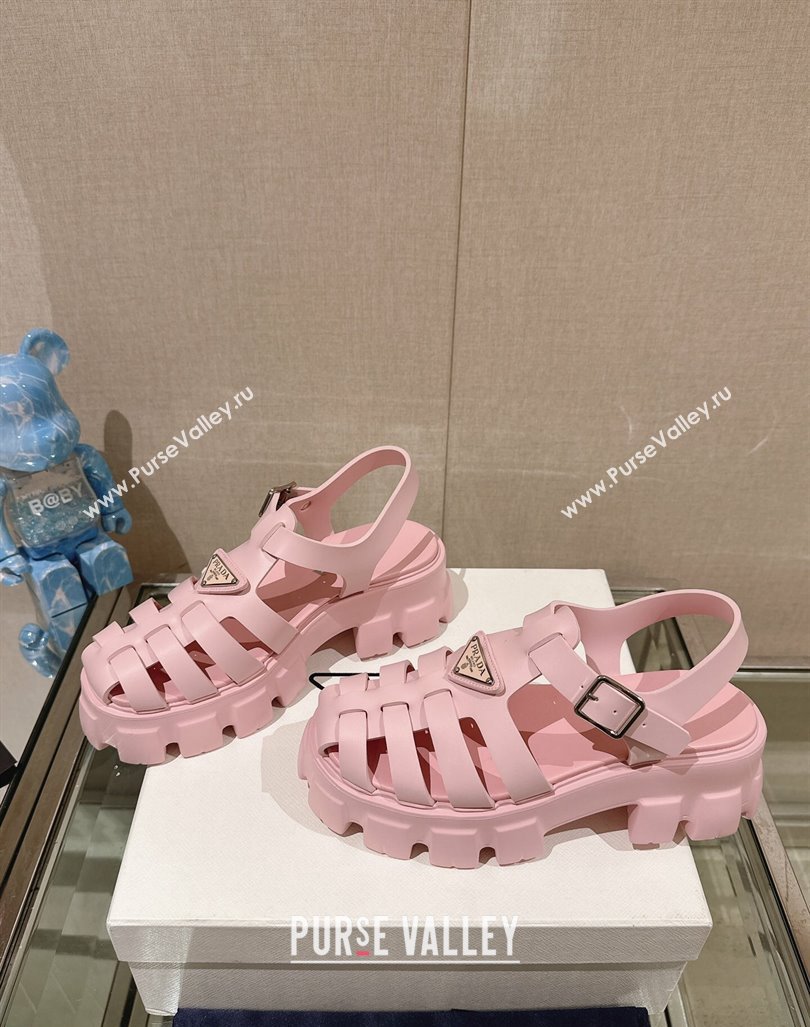 Prada Monolith Rubber Platform Sandals 5.5cm Pink 2024 0430 (MD-240430028)