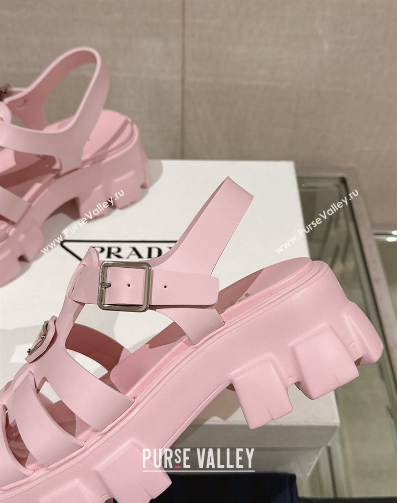 Prada Monolith Rubber Platform Sandals 5.5cm Pink 2024 0430 (MD-240430028)