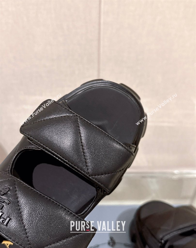 Prada Monolith Nappa Leather Platform Strap Sandals 5.5cm Black 2024 0430 (MD-240430045)