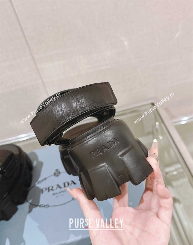 Prada Monolith Nappa Leather Platform Strap Sandals 5.5cm Black 2024 0430 (MD-240430045)