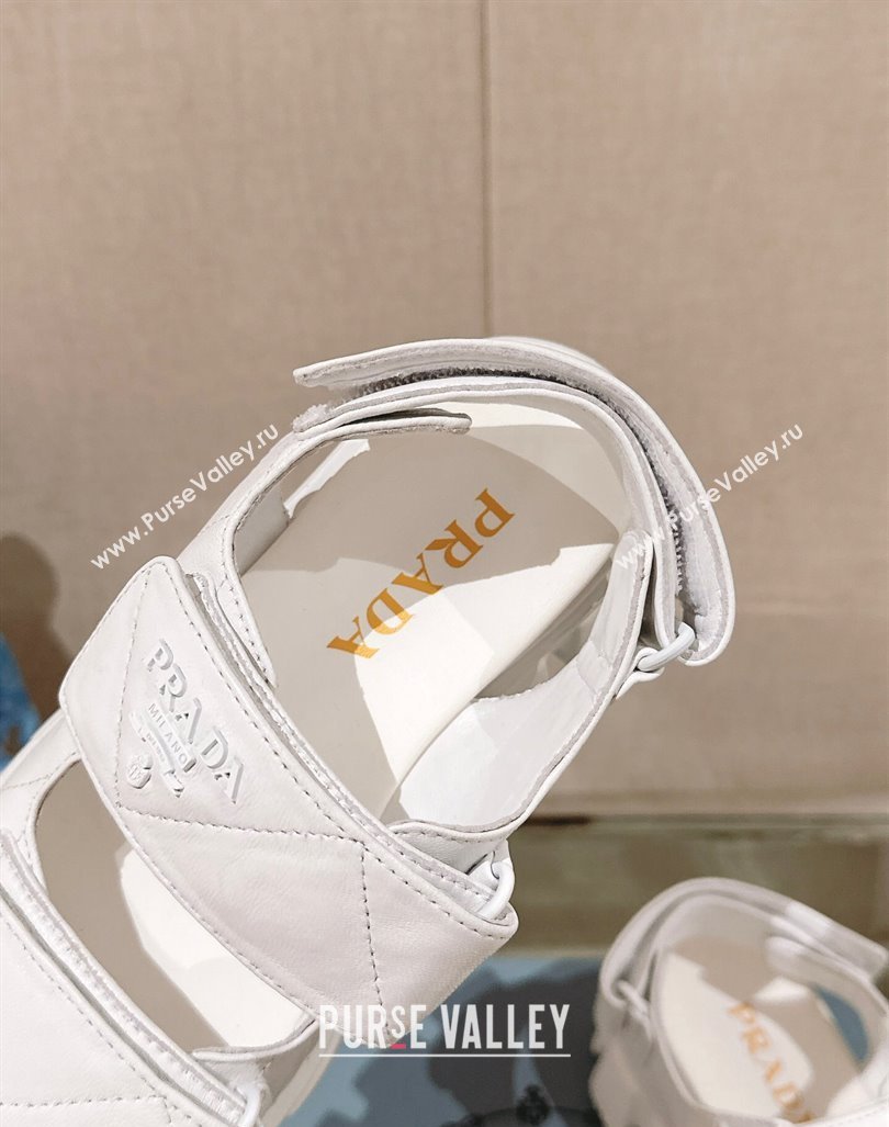 Prada Monolith Nappa Leather Platform Strap Sandals 5.5cm White 2024 0430 (MD-240430046)