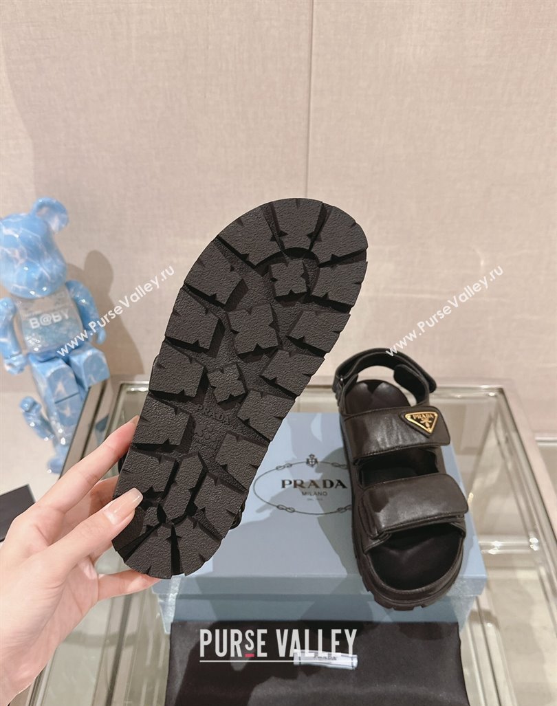 Prada Nappa Leather Strap Flat Sandals Black 2024 043002 (MD-240430047)