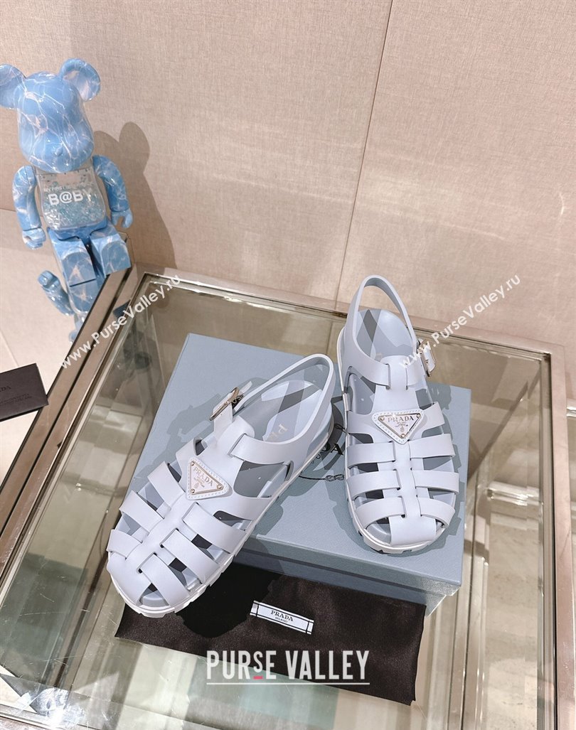 Prada Rubber Strap Flat Sandals Blue 2024 043002 (MD-240430056)