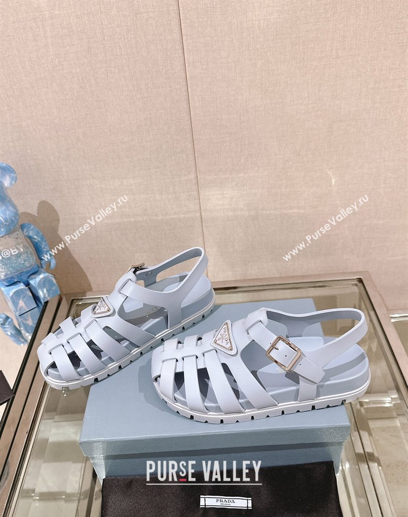 Prada Rubber Strap Flat Sandals Blue 2024 043002 (MD-240430056)