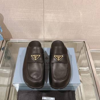 Prada Nappa Leather Flat Mules Black/Gold 2024 043002 (MD-240430057)