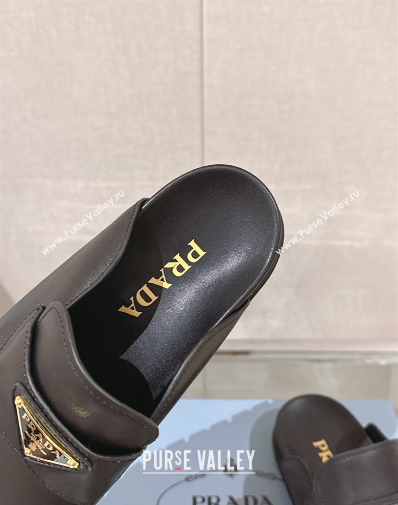 Prada Nappa Leather Flat Mules Black/Gold 2024 043002 (MD-240430057)