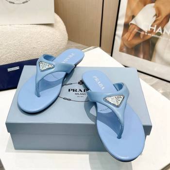 Prada Leather Flat Thong Slide Sandals Blue 2024 0430 (MD-240430095)