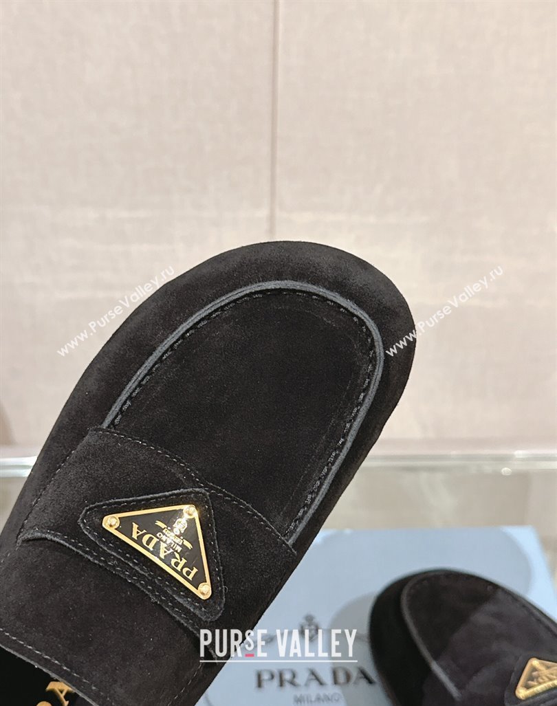 Prada Suede Flat Mules Black 2024 043002 (MD-240430060)