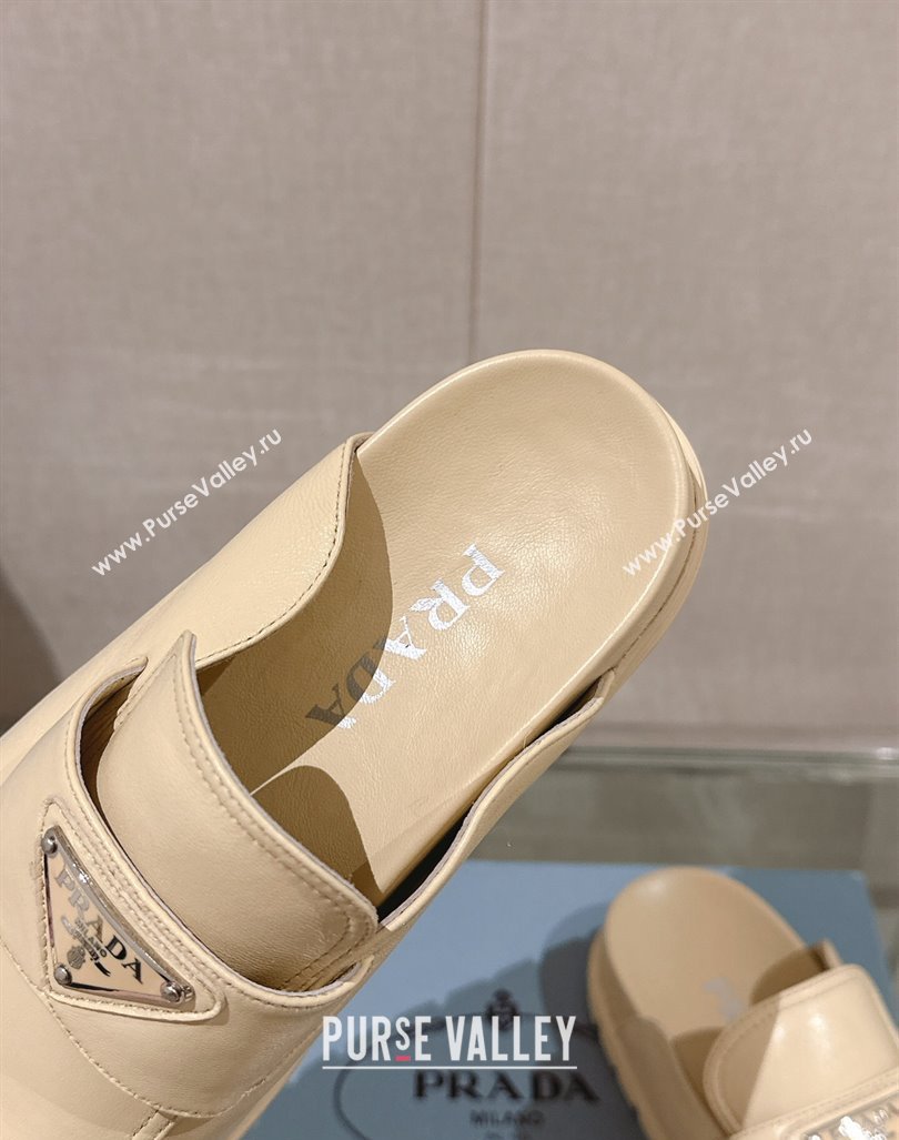 Prada Nappa Leather Flat Mules Beige 2024 043002 (MD-240430061)