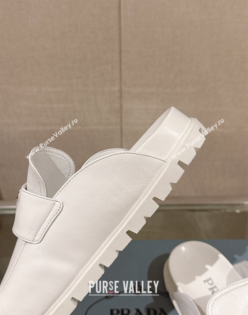 Prada Nappa Leather Flat Mules White 2024 043002 (MD-240430062)