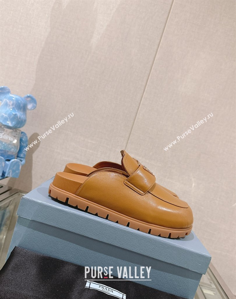 Prada Nappa Leather Flat Mules Brown 2024 043002 (MD-240430063)