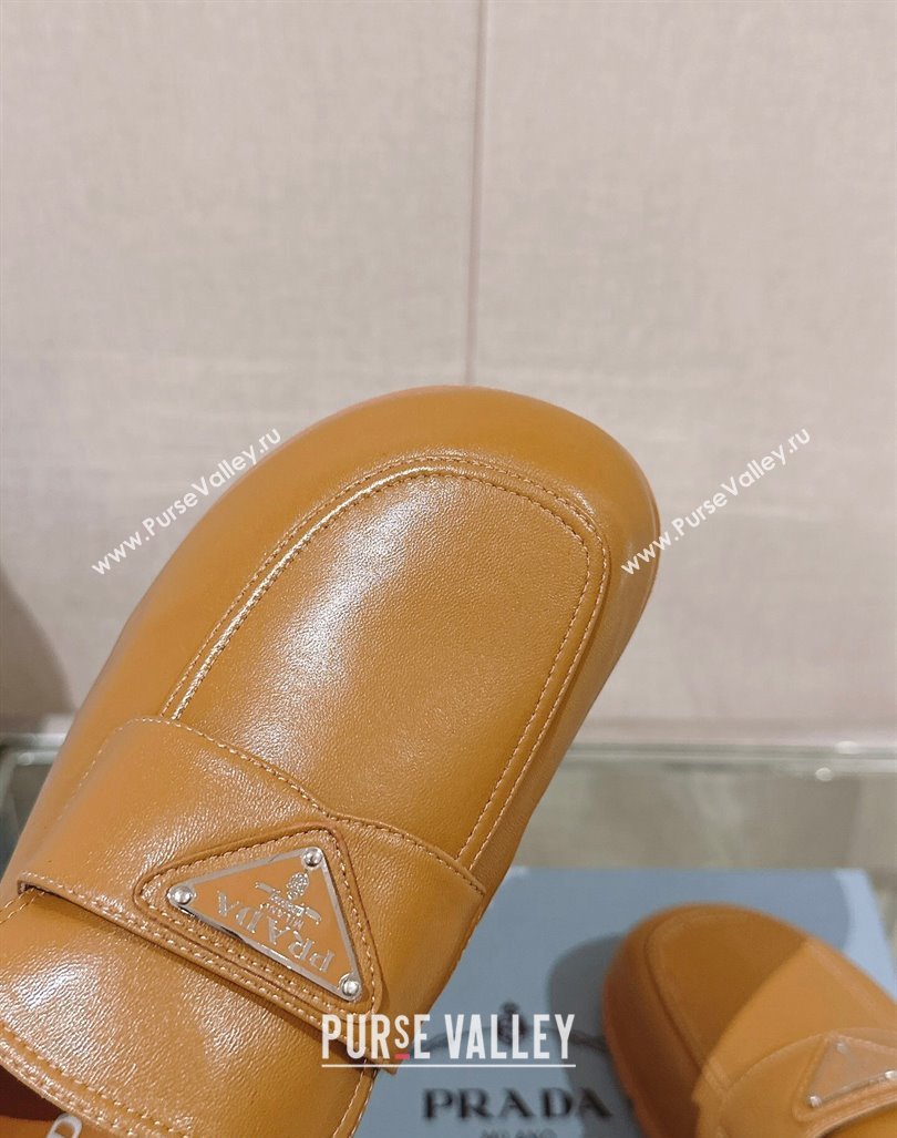 Prada Nappa Leather Flat Mules Brown 2024 043002 (MD-240430063)