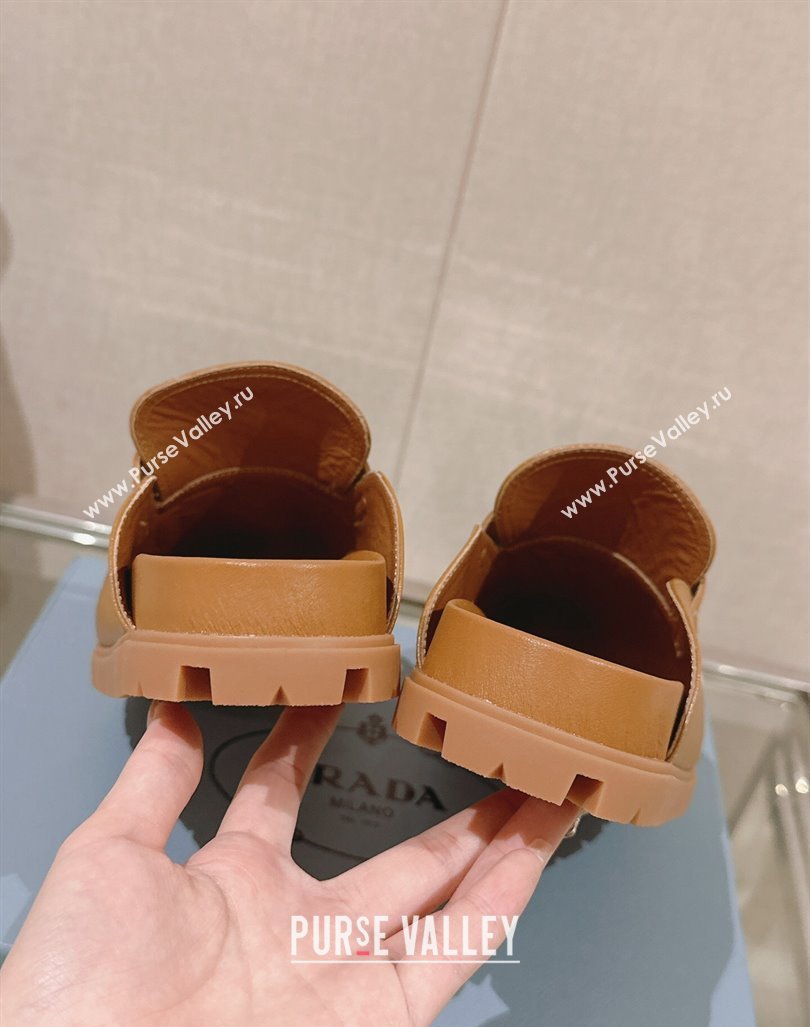 Prada Nappa Leather Flat Mules Brown 2024 043002 (MD-240430063)