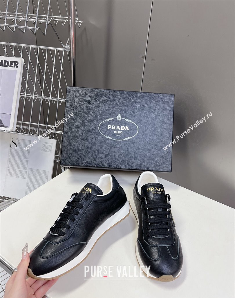 Prada Mens Rank Grained Leather Sneakers Black 2024 0430 (MD-240430068)