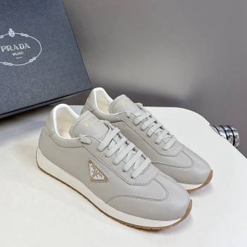 Prada Mens Rank Grained Leather Sneakers Grey 2024 0430 (MD-240430069)