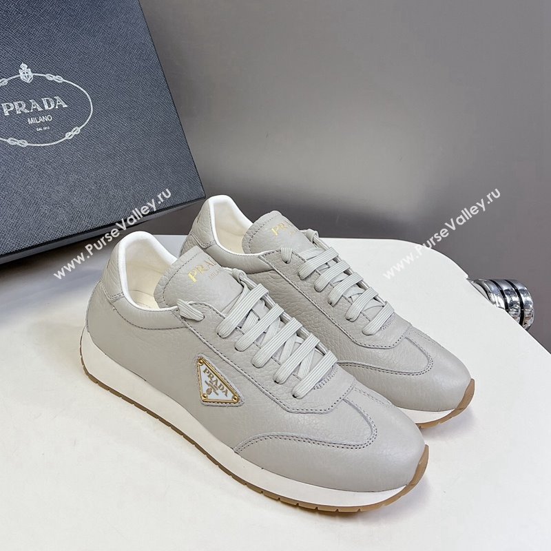 Prada Mens Rank Grained Leather Sneakers Grey 2024 0430 (MD-240430069)