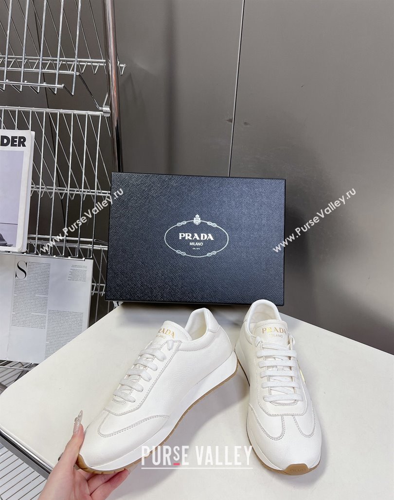 Prada Mens Rank Grained Leather Sneakers White 2024 0430 (MD-240430071)