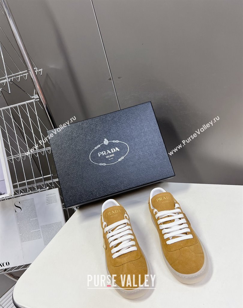 Prada Downtown Suede Sneakers Yellow 2024 0430 (MD-240430074)