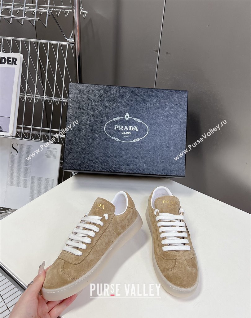 Prada Downtown Suede Sneakers Beige 2024 0430 (MD-240430075)