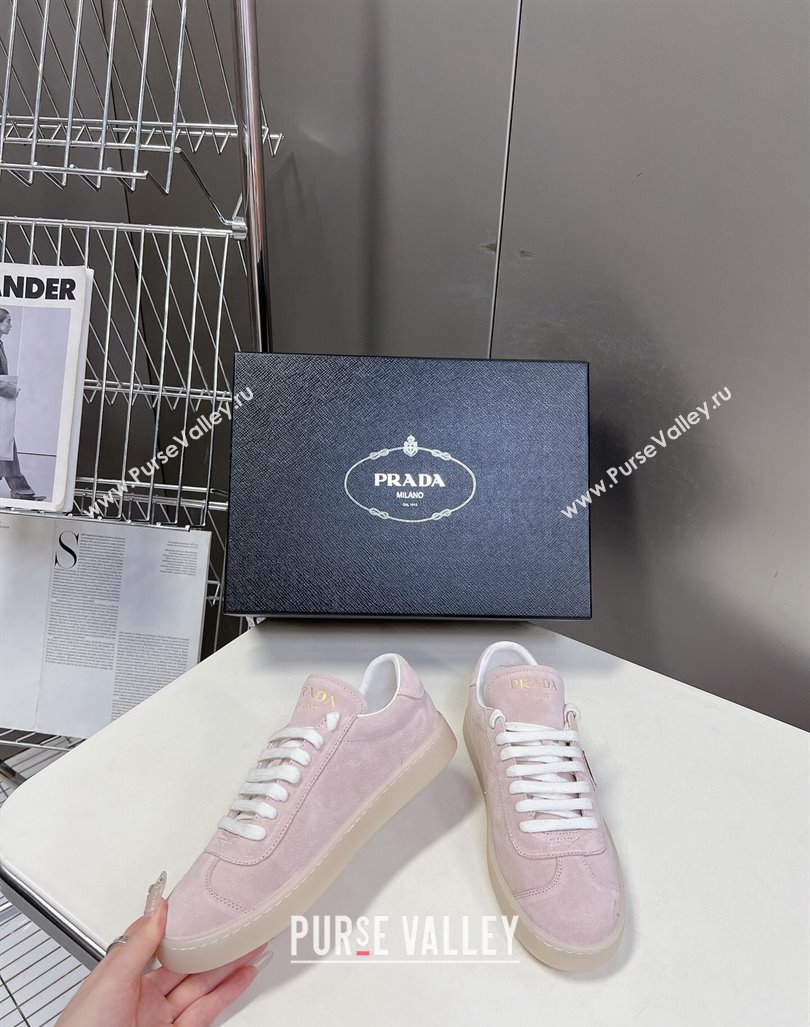 Prada Downtown Suede Sneakers Pink 2024 0430 (MD-240430077)