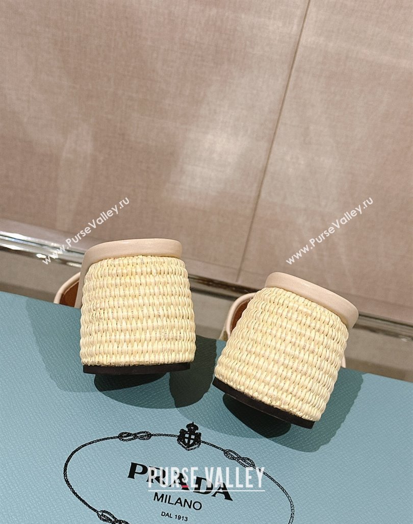 Prada Crochet Heel Slide Sandals Beige 2024 043002 (MD-240430085)