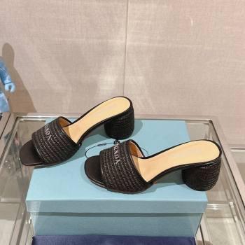 Prada Crochet Heel Slide Sandals Black 2024 043002 (MD-240430086)