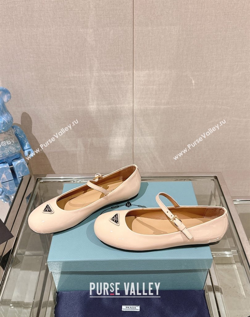 Prada Patent Leather ballerinas Flat Pale Nude 2024 0430 (MD-240430088)