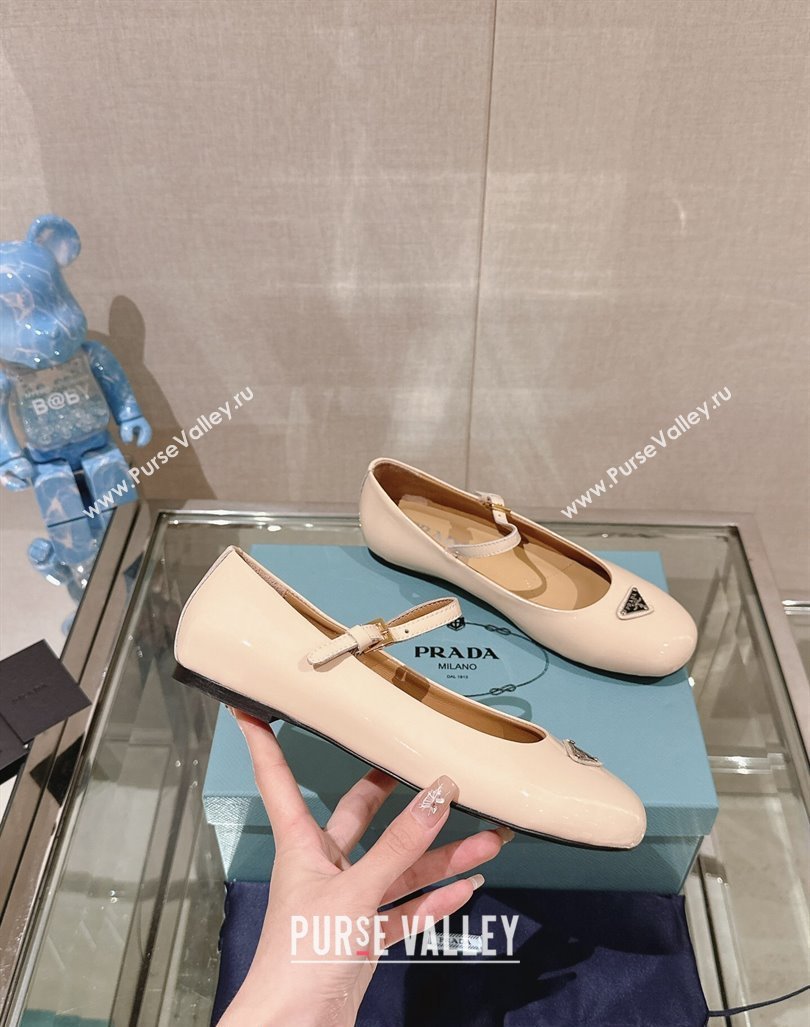 Prada Patent Leather ballerinas Flat Pale Nude 2024 0430 (MD-240430088)