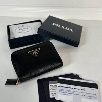 Prada Saffiano leather Wallet Black/Gold 2024 2MM003 (YZ-240524085)