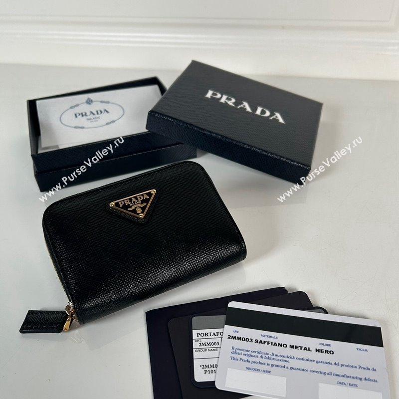 Prada Saffiano leather Wallet Black/Gold 2024 2MM003 (YZ-240524085)