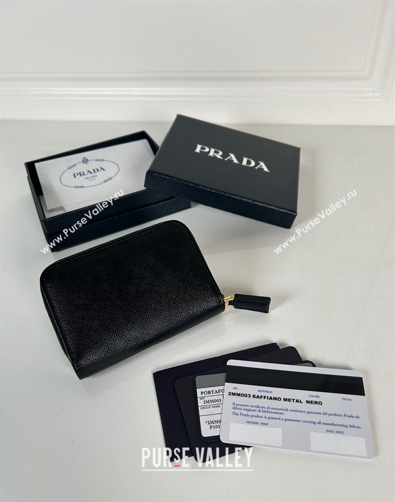 Prada Saffiano leather Wallet Black/Gold 2024 2MM003 (YZ-240524085)