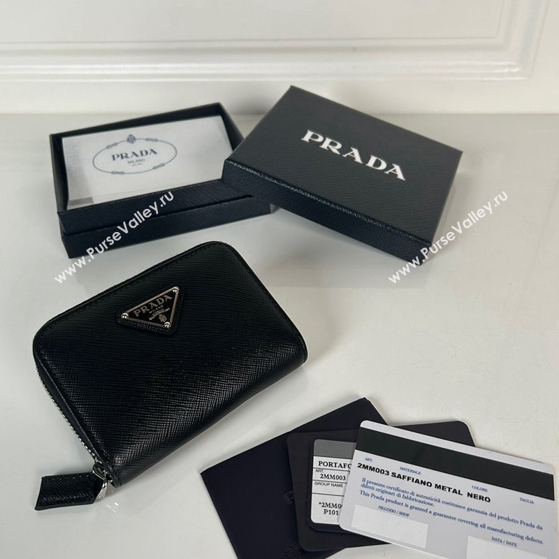 Prada Saffiano leather Wallet Black/Silver 2024 2MM003 (YZ-240524086)