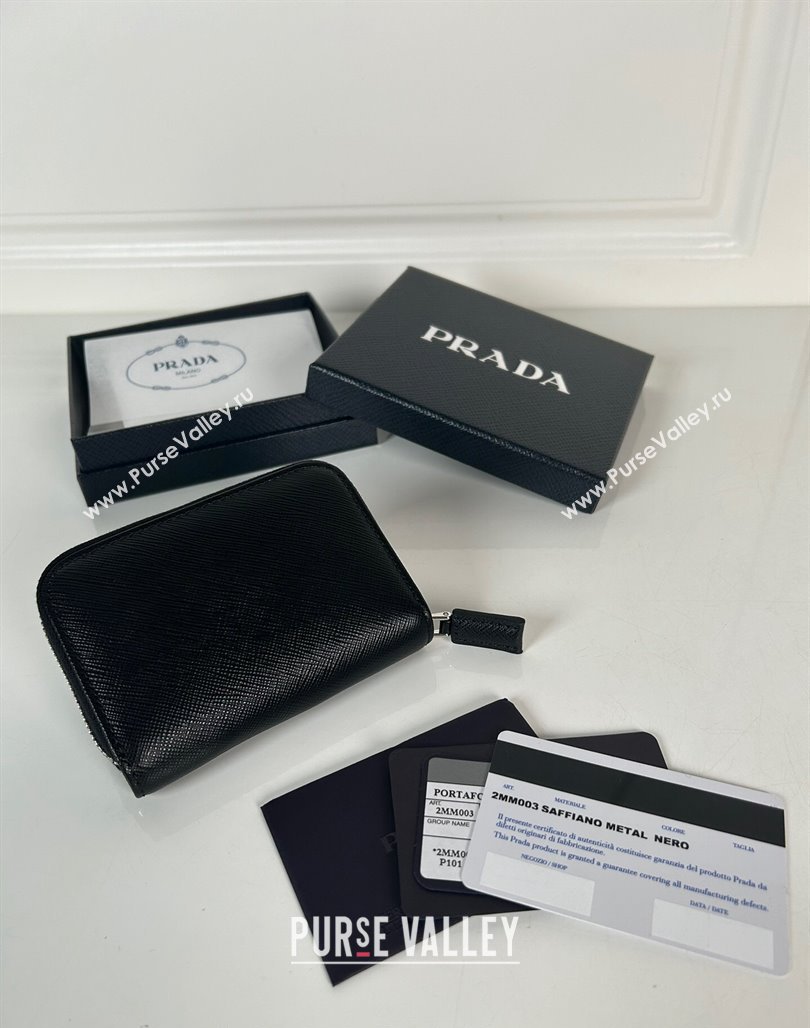 Prada Saffiano leather Wallet Black/Silver 2024 2MM003 (YZ-240524086)