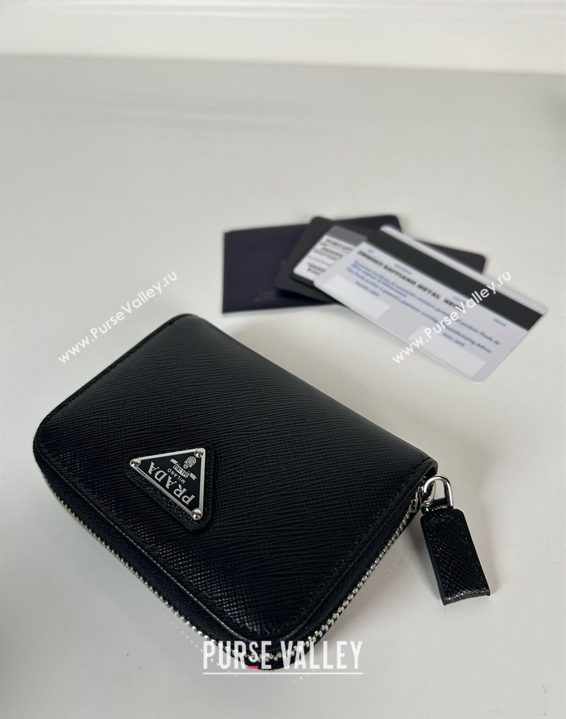 Prada Saffiano leather Wallet Black/Silver 2024 2MM003 (YZ-240524086)