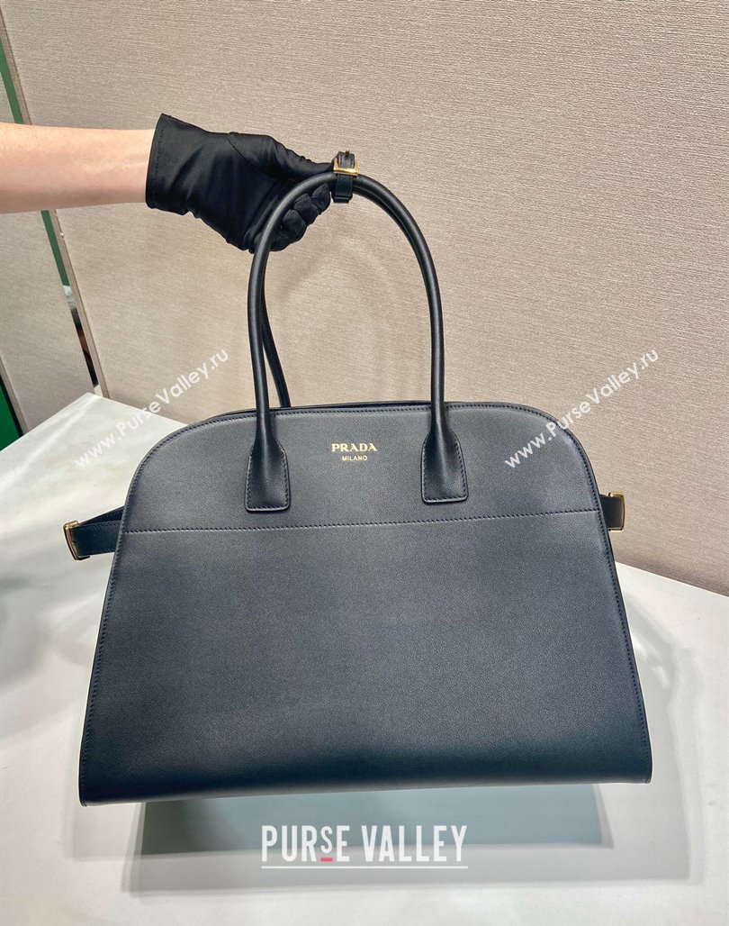 Prada Large Leather Tote bag with Buckle Black 2024 1BG508 (YZ-240524004)