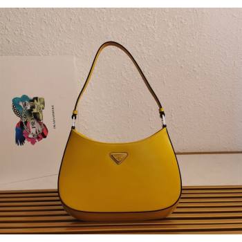 Prada Cleo Brushed Leather Hobo Bag 1BC499 Yellow1 2024 (YZ-240524095)